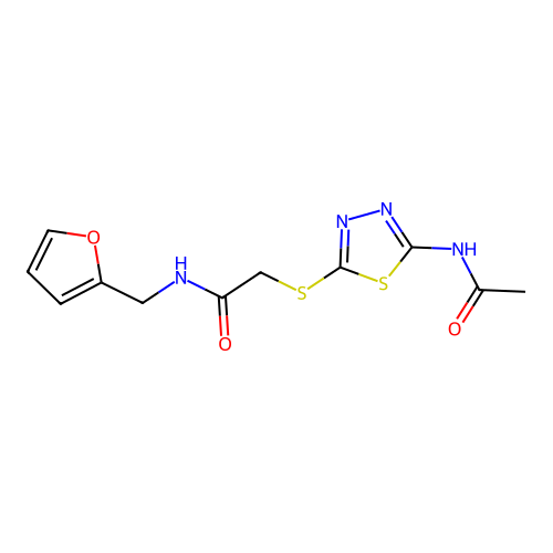 2-((5-acetamido-1,3,4-thiadiazol-2-yl)thio)-N-(furan-2-ylmethyl)acetamide structure