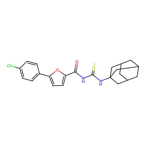 5-(4-chlorophenyl)-N-(tricyclo[3.3.1.1~3,7~]dec-1-ylcarbamothioyl)furan-2-carboxamide structure