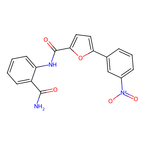 N-(2-carbamoylphenyl)-5-(3-nitrophenyl)furan-2-carboxamide structure