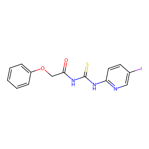 N-[(5-iodopyridin-2-yl)carbamothioyl]-2-phenoxyacetamide structure