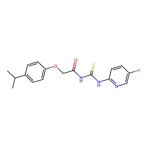 N-[(5-iodopyridin-2-yl)carbamothioyl]-2-[4-(propan-2-yl)phenoxy]acetamide structure