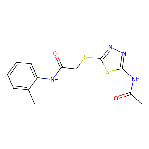 2-((5-acetamido-1,3,4-thiadiazol-2-yl)thio)-N-(o-tolyl)acetamide structure
