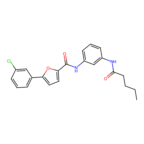 5-(3-chlorophenyl)-N-[3-(pentanoylamino)phenyl]furan-2-carboxamide structure