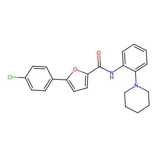5-(4-chlorophenyl)-N-(2-(piperidin-1-yl)phenyl)furan-2-carboxamide structure