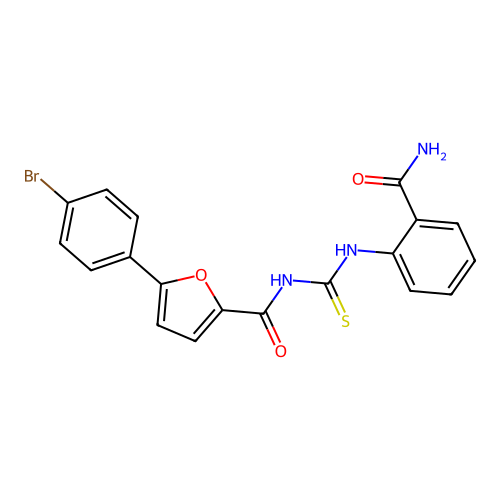 5-(4-bromophenyl)-N-[(2-carbamoylphenyl)carbamothioyl]furan-2-carboxamide structure