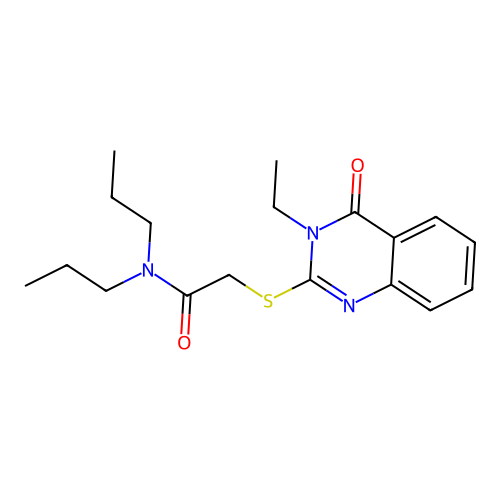 2-[(3-ethyl-4-oxo-3,4-dihydroquinazolin-2-yl)sulfanyl]-N,N-dipropylacetamide structure