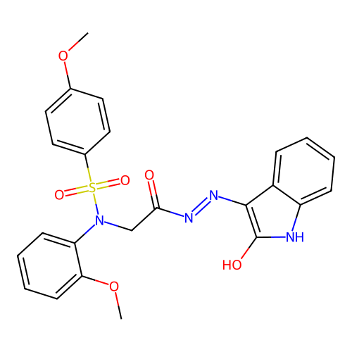 (Z)-4-methoxy-N-(2-methoxyphenyl)-N-(2-oxo-2-(2-(2-oxoindolin-3-ylidene)hydrazinyl)ethyl)benzenesulfonamide structure