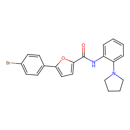 5-(4-bromophenyl)-N-(2-(pyrrolidin-1-yl)phenyl)furan-2-carboxamide structure