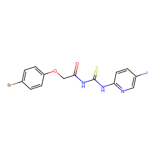 2-(4-bromophenoxy)-N-[(5-iodopyridin-2-yl)carbamothioyl]acetamide structure