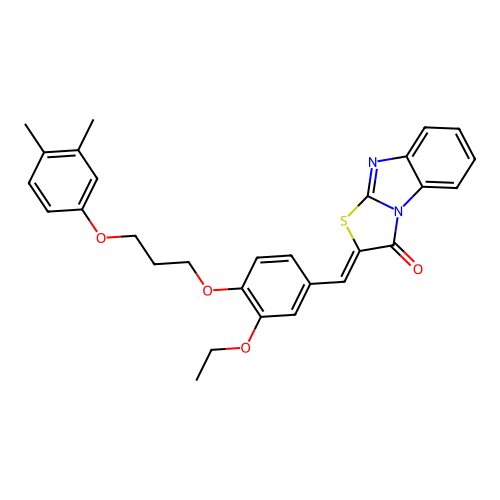(Z)-2-(4-(3-(3,4-dimethylphenoxy)propoxy)-3-ethoxybenzylidene)benzo[4,5]imidazo[2,1-b]thiazol-3(2H)-one structure