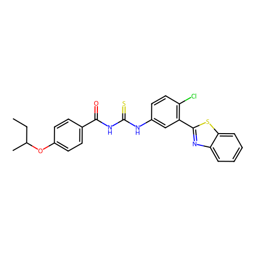 N-{[3-(1,3-benzothiazol-2-yl)-4-chlorophenyl]carbamothioyl}-4-(butan-2-yloxy)benzamide structure