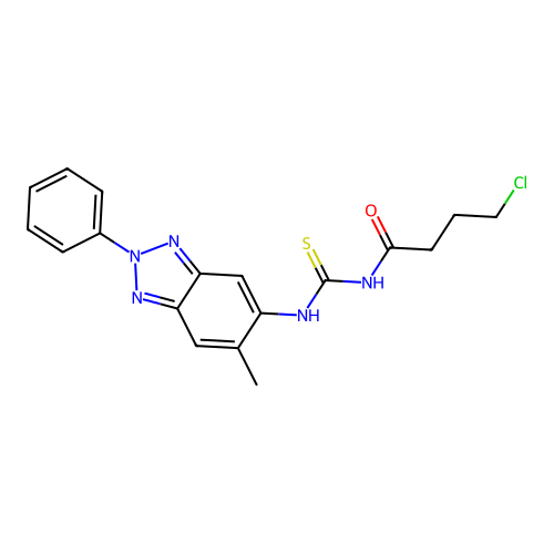 4-chloro-N-[(6-methyl-2-phenyl-2H-benzotriazol-5-yl)carbamothioyl]butanamide structure