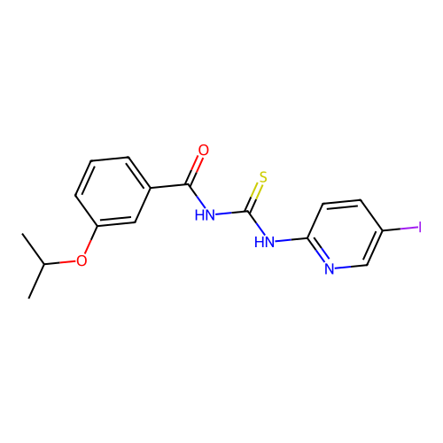 N-((5-iodopyridin-2-yl)carbamothioyl)-3-isopropoxybenzamide structure