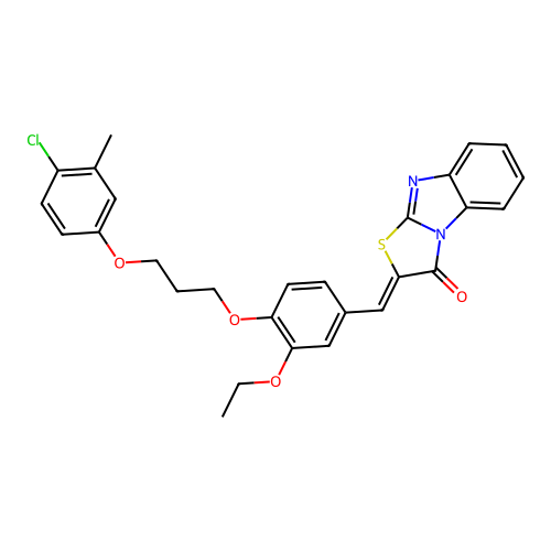 (2Z)-2-{4-[3-(4-chloro-3-methylphenoxy)propoxy]-3-ethoxybenzylidene}[1,3]thiazolo[3,2-a]benzimidazol-3(2H)-one structure