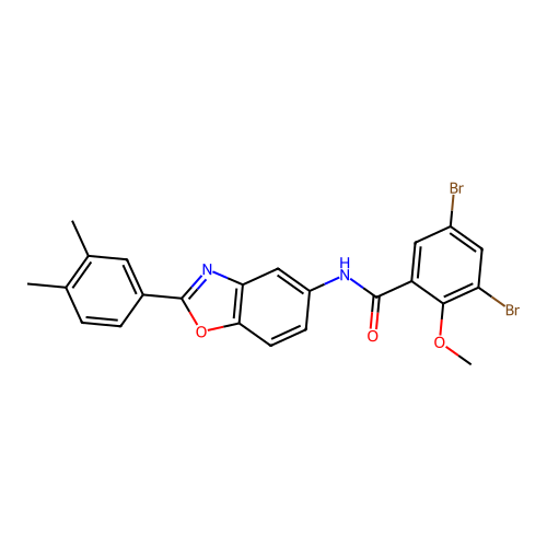 3,5-dibromo-N-[2-(3,4-dimethylphenyl)-1,3-benzoxazol-5-yl]-2-methoxybenzamide structure