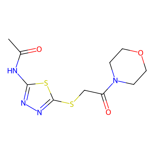 N-(5-{[2-(morpholin-4-yl)-2-oxoethyl]sulfanyl}-1,3,4-thiadiazol-2-yl)acetamide structure