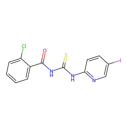 2-chloro-N-[(5-iodopyridin-2-yl)carbamothioyl]benzamide structure