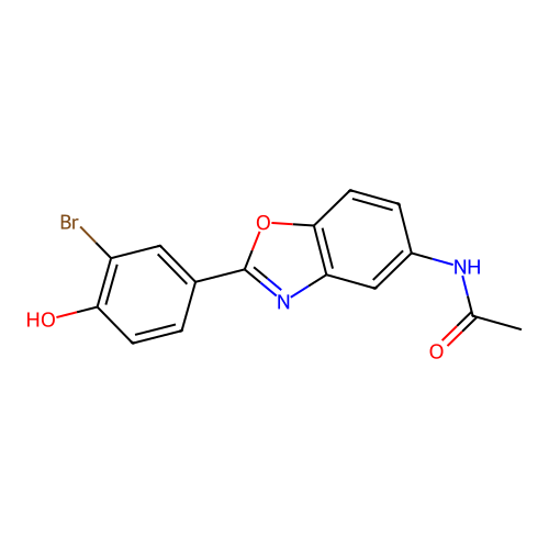 N-[2-(3-bromo-4-hydroxyphenyl)-1,3-benzoxazol-5-yl]acetamide structure