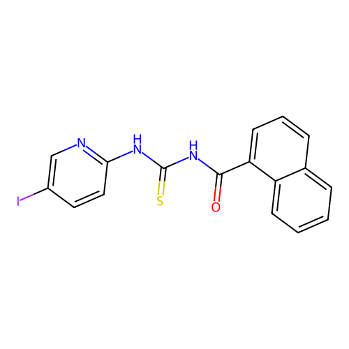 N-[(5-iodopyridin-2-yl)carbamothioyl]naphthalene-1-carboxamide structure