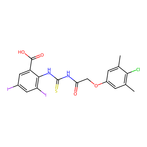 benzoicacid,2-[[[[acetyl]amino]thioxomethyl]amino]-3,5-diiodo structure