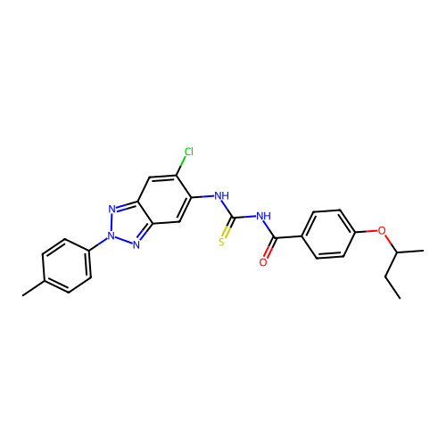 4-(sec-butoxy)-N-((6-chloro-2-(p-tolyl)-2H-benzo[d][1,2,3]triazol-5-yl)carbamothioyl)benzamide structure