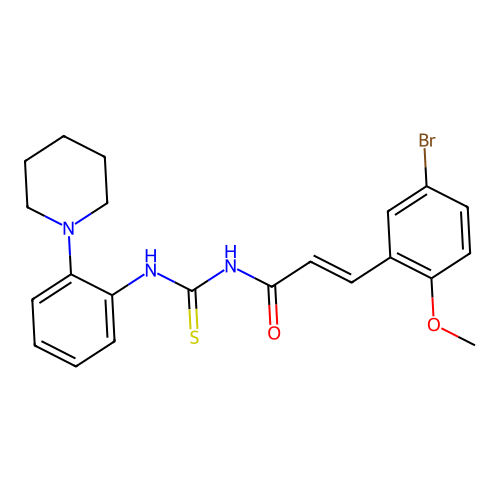 (E)-3-(5-bromo-2-methoxyphenyl)-N-((2-(piperidin-1-yl)phenyl)carbamothioyl)acrylamide structure