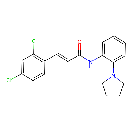 (2E)-3-(2,4-dichlorophenyl)-N-[2-(pyrrolidin-1-yl)phenyl]prop-2-enamide structure