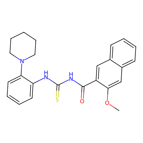 3-methoxy-N-{[2-(piperidin-1-yl)phenyl]carbamothioyl}naphthalene-2-carboxamide structure