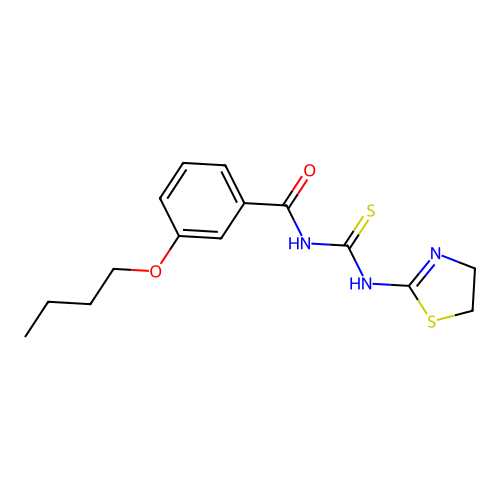 N-(3-butoxybenzoyl)-N'-(4,5-dihydro-1,3-thiazol-2-yl)thiourea structure