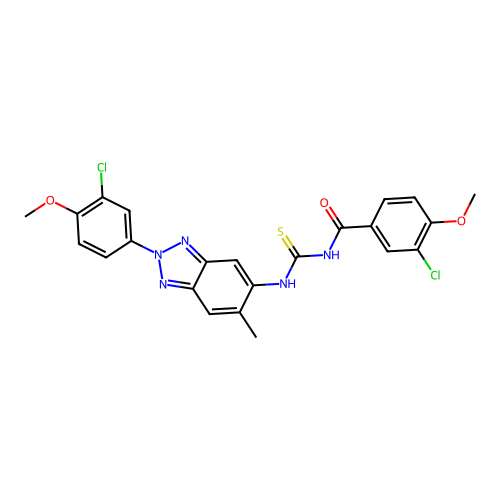 3-chloro-N-((2-(3-chloro-4-methoxyphenyl)-6-methyl-2H-benzo[d][1,2,3]triazol-5-yl)carbamothioyl)-4-methoxybenzamide structure