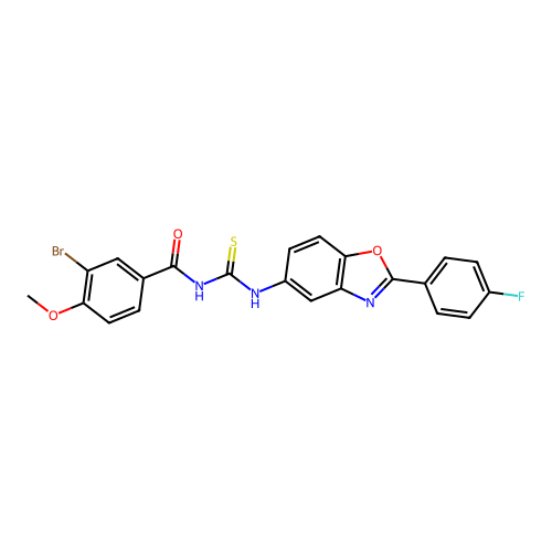 3-bromo-N-{[2-(4-fluorophenyl)-1,3-benzoxazol-5-yl]carbamothioyl}-4-methoxybenzamide structure