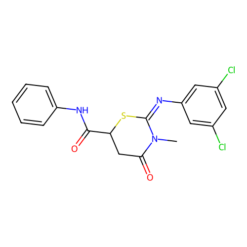 (2Z)-2-[(3,5-dichlorophenyl)imino]-3-methyl-4-oxo-N-phenyl-1,3-thiazinane-6-carboxamide structure