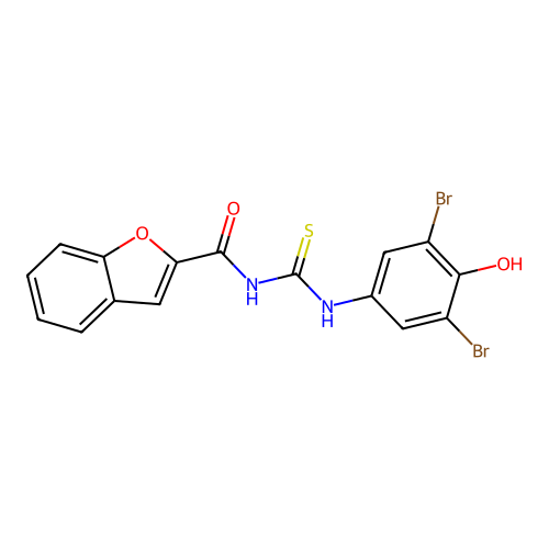 N-[(3,5-dibromo-4-hydroxyphenyl)carbamothioyl]-1-benzofuran-2-carboxamide structure