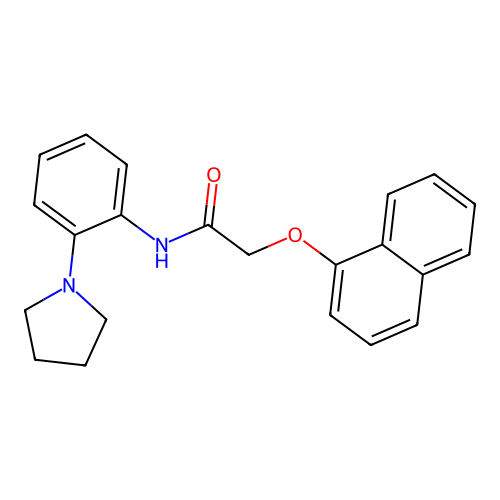 2-(naphthalen-1-yloxy)-N-[2-(pyrrolidin-1-yl)phenyl]acetamide structure
