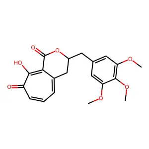 8-Hydroxy-3-(3,4,5-trimethoxybenzyl)-3,4-dihydrocyclohepta(c)pyran-1,9-dione structure