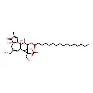 Phorbol-13-acetate, 12-O-palmitoyl-16-hydroxy structure