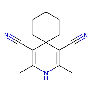 2,4-Dimethyl-3-aza-spiro(5.5)undeca-1,4-diene-1,5-dicarbonitrile structure