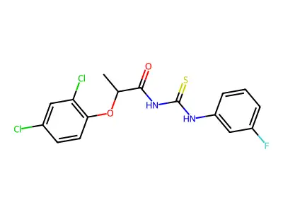 2-(2,4-dichlorophenoxy)-N-[(3-fluorophenyl)carbamothioyl]propanamide structure