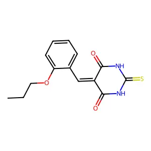 5-[(2-Propoxyphenyl)methylidene]-2-sulfanylidene-1,3-diazinane-4,6-dione structure