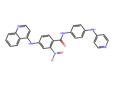 2-nitro-N-[4-(pyridin-4-ylamino)phenyl]-4-(quinolin-4-ylamino)benzamide structure