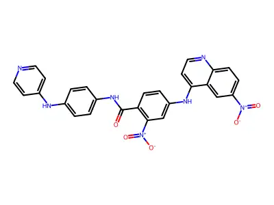 Benzamide, 2-nitro-4-((6-nitro-4-quinolinyl)amino)-N-(4-(4-pyridinylamino)phenyl)- structure