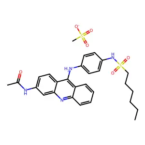 Acetamide, N-(9-(4-(hexylsulfonamido)anilino)acridin-3-yl)-, methanesulfonate structure