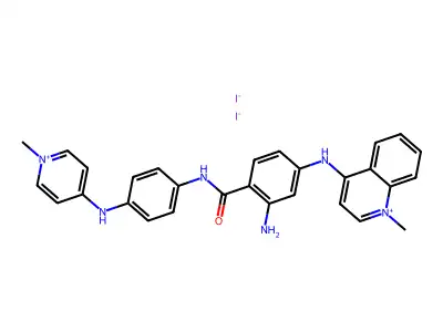 Quinolinium, 4-((3-amino-4-(((4-((1-methylpyridinium-4-yl)amino)phenyl)amino)carbonyl)phenyl)amino)-1-methyl-, diiodide structure
