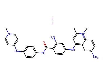 Quinolinium, 6-amino-4-((3-amino-4-(((4-((1-methylpyridinium-4-yl)amino)phenyl)amino)carbonyl)phenyl)amino)-1,2-dimethyl-, diiodide structure