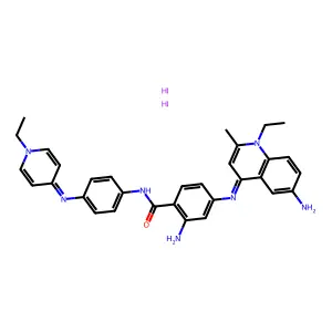 Quinolinium, 6-amino-4-((3-amino-4-(((4-((1-ethylpyridinium-4-yl)amino)phenyl)amino)carbonyl)phenyl)amino)-1-ethyl-2-methyl-, diiodide structure