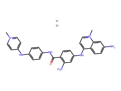 Quinolinium, 7-amino-4-((3-amino-4-(((4-((1-methylpyridinium-4-yl)amino)phenyl)amino)carbonyl)phenyl)amino)-1-methyl-, dibromide structure