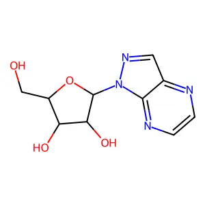 2-(Hydroxymethyl)-5-pyrazolo[3,4-b]pyrazin-1-yloxolane-3,4-diol structure