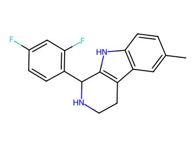 1-(2,4-difluorophenyl)-6-methyl-2,3,4,9-tetrahydro-1H-beta-carboline structure