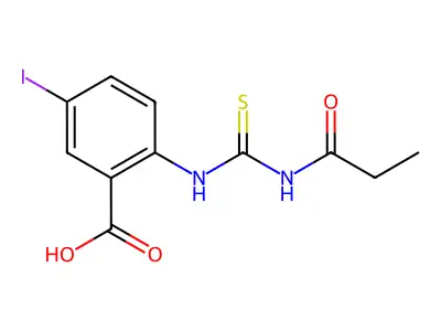 5-Iodo-2-[[[(1-oxopropyl)amino]thioxomethyl]amino]-benzoic acid structure