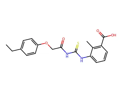 3-[[[[(4-Ethylphenoxy)acetyl]amino]thioxomethyl]amino]-2-methyl-benzoic acid structure